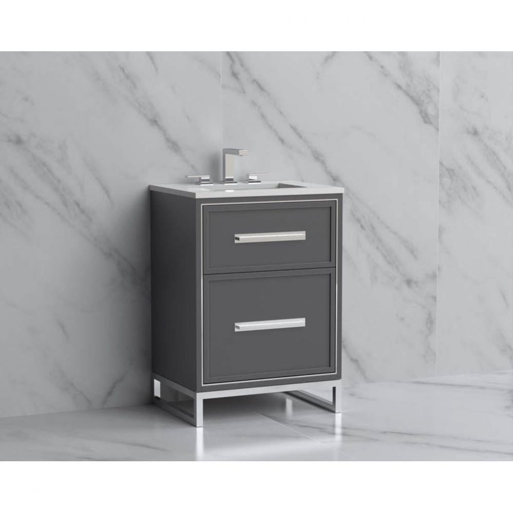 Madeli Profile 24'' Free standing Vanity Cabinet in Studio Grey/HW: Handle & Feet Sa