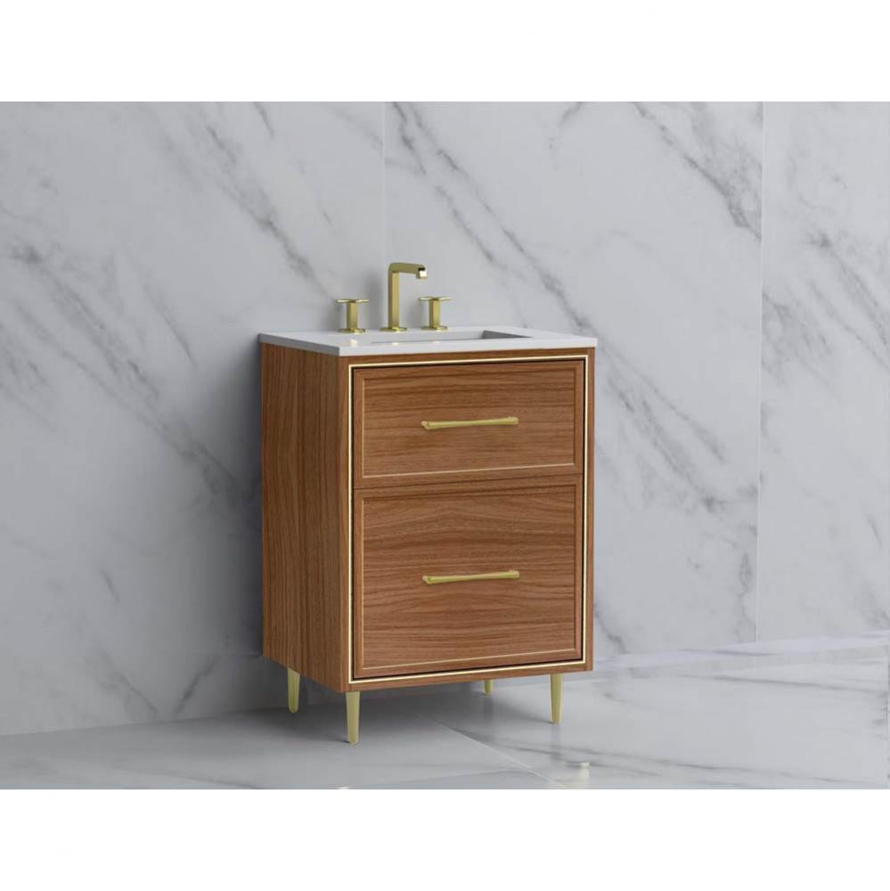 Madeli Profile 24'' Free standing Vanity Cabinet in Natural Walnut/HW: Handle & Feet