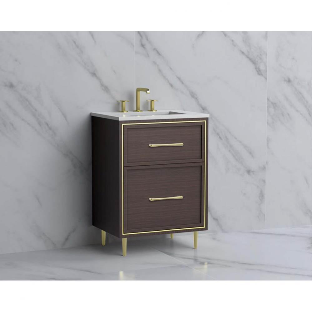 Madeli Profile 24'' Free standing Vanity Cabinet in Walnut/HW: Handle & Feet Matte B