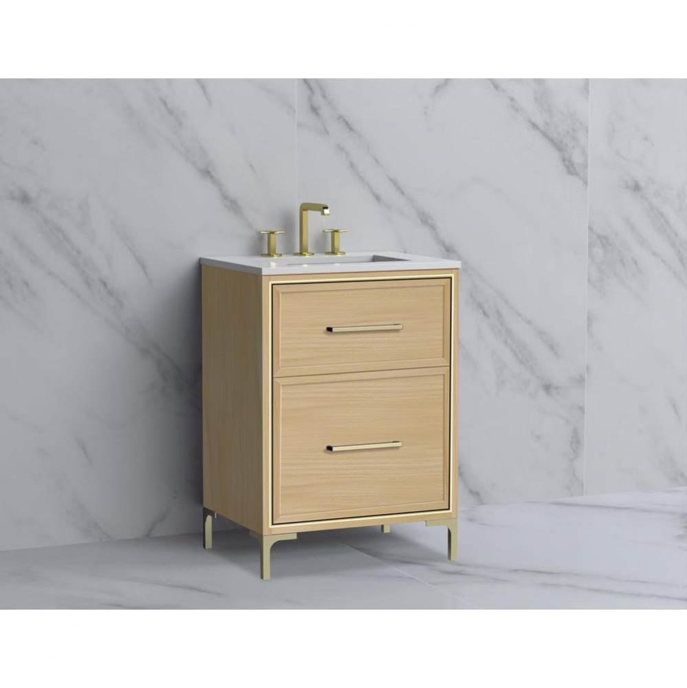 Madeli Profile 24'' Free standing Vanity Cabinet in Natural Oak/HW: Handle & Feet Br