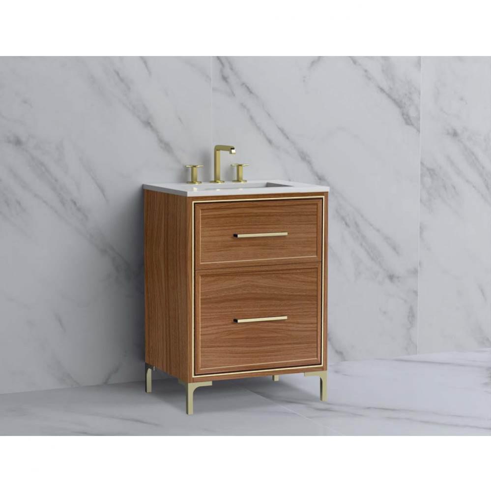 Madeli Profile 24'' Free standing Vanity Cabinet in Natural Walnut/HW: Handle & Feet