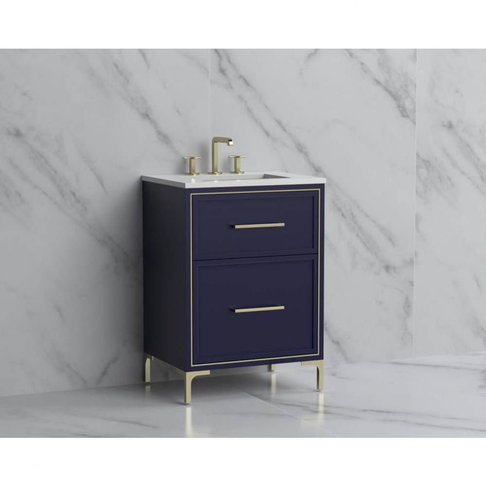 Madeli Profile 24'' Free standing Vanity Cabinet in Sapphire/HW: Handle & Feet Polis