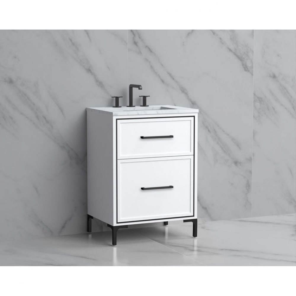 Madeli Profile 24'' Free standing Vanity Cabinet in White/HW: Handle & Feet Polished