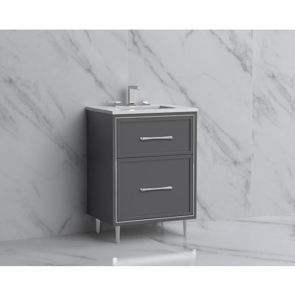 Profile 24'' Free standing Vanity Cabinet in Studio Grey/HW: Handles/Feet Polished Chrom