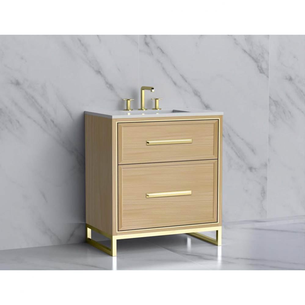 Madeli Profile 30'' Free standing Vanity Cabinet in Natural Oak/HW: Handle & Feet Br