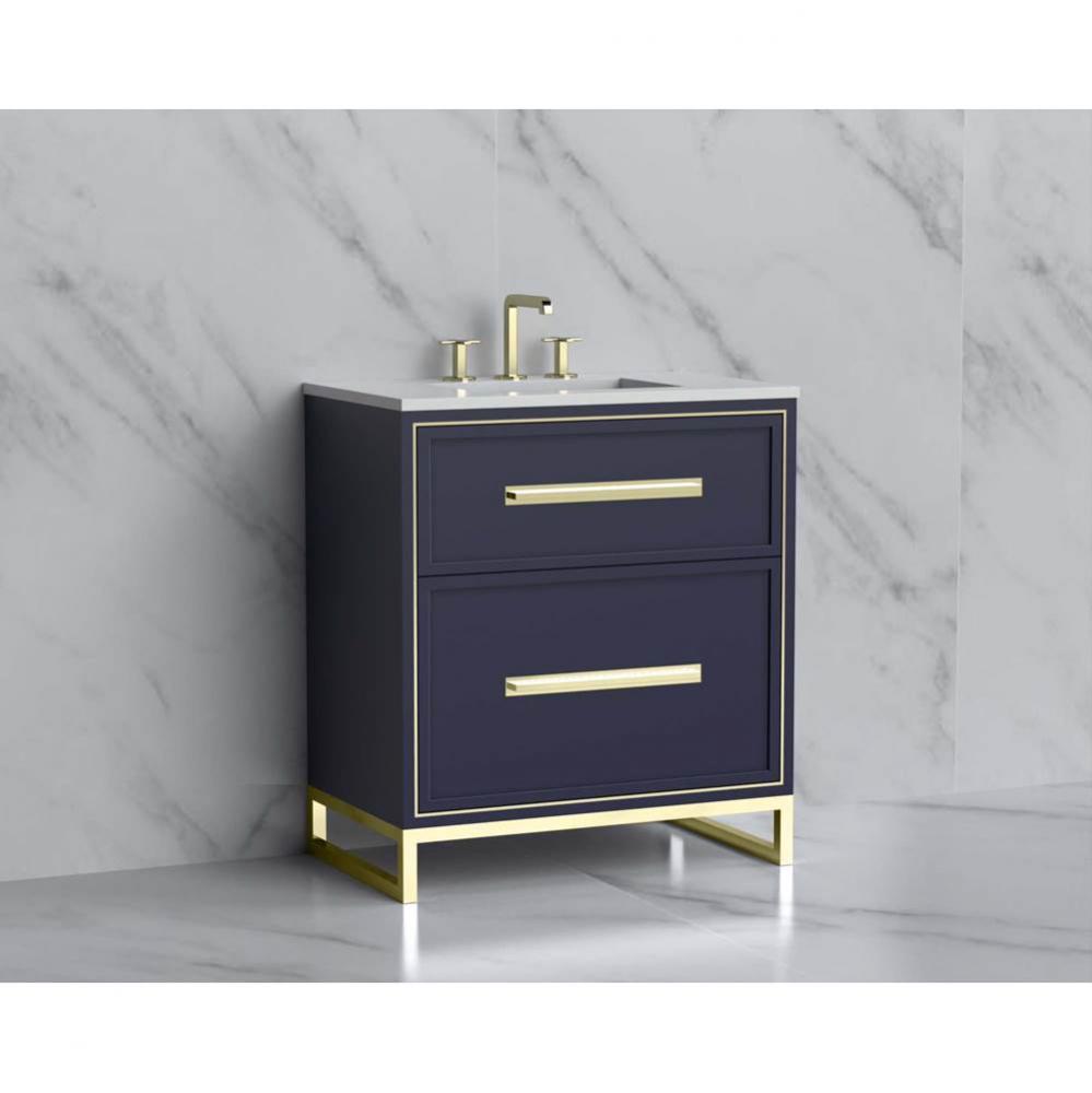 Madeli Profile 30'' Free standing Vanity Cabinet in Sapphire/HW: Handle & Feet Brush