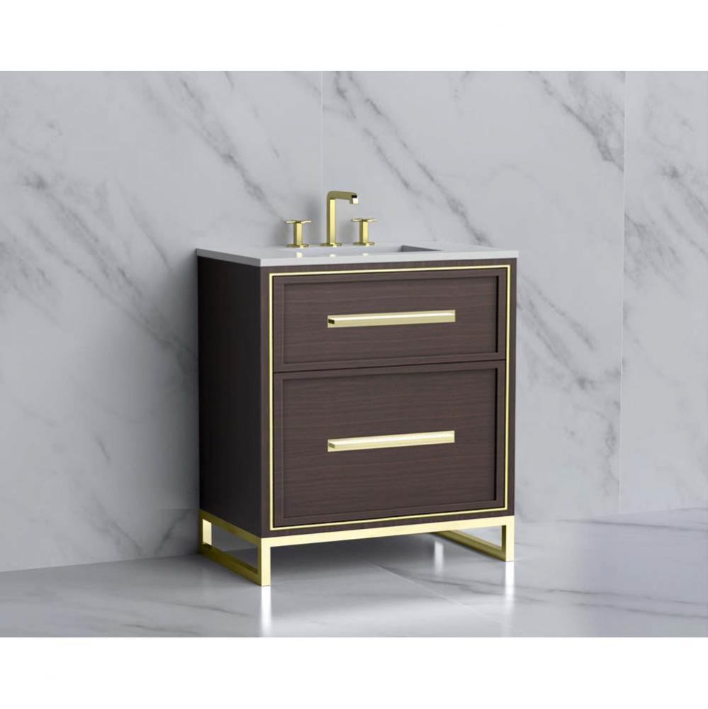 Madeli Profile 30'' Free standing Vanity Cabinet in Walnut/HW: Handle & Feet Satin B