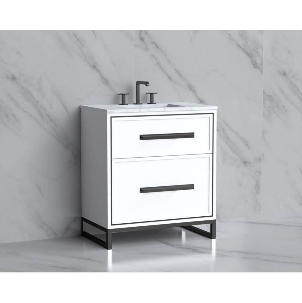 Madeli Profile 30'' Free standing Vanity Cabinet in White/HW: Handle & Feet Polished
