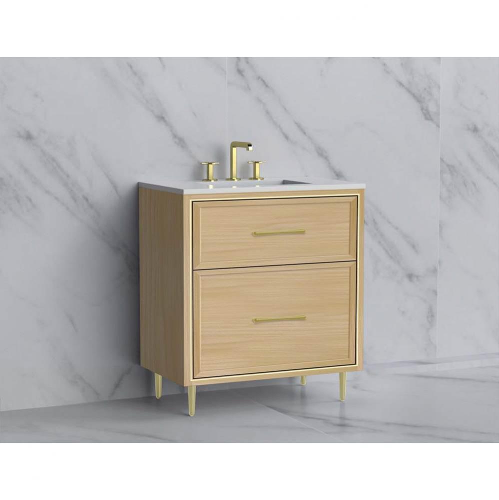 Madeli Profile 30'' Free standing Vanity Cabinet in Natural Oak/HW: Handle & Feet Br
