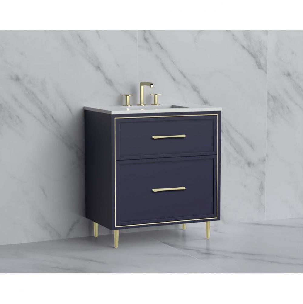 Madeli Profile 30'' Free standing Vanity Cabinet in Sapphire/HW: Handle & Feet Satin