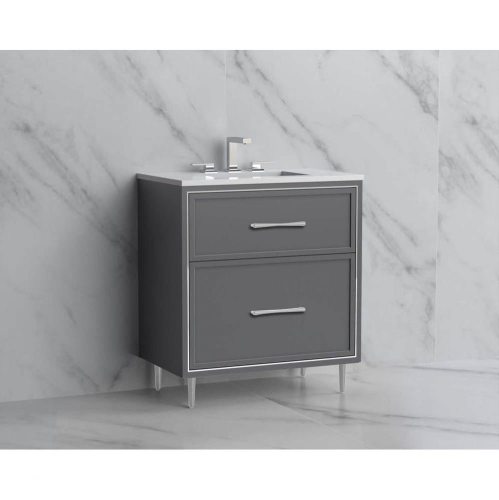Madeli Profile 30'' Free standing Vanity Cabinet in Studio Grey/HW: Handles/Feet in Matt