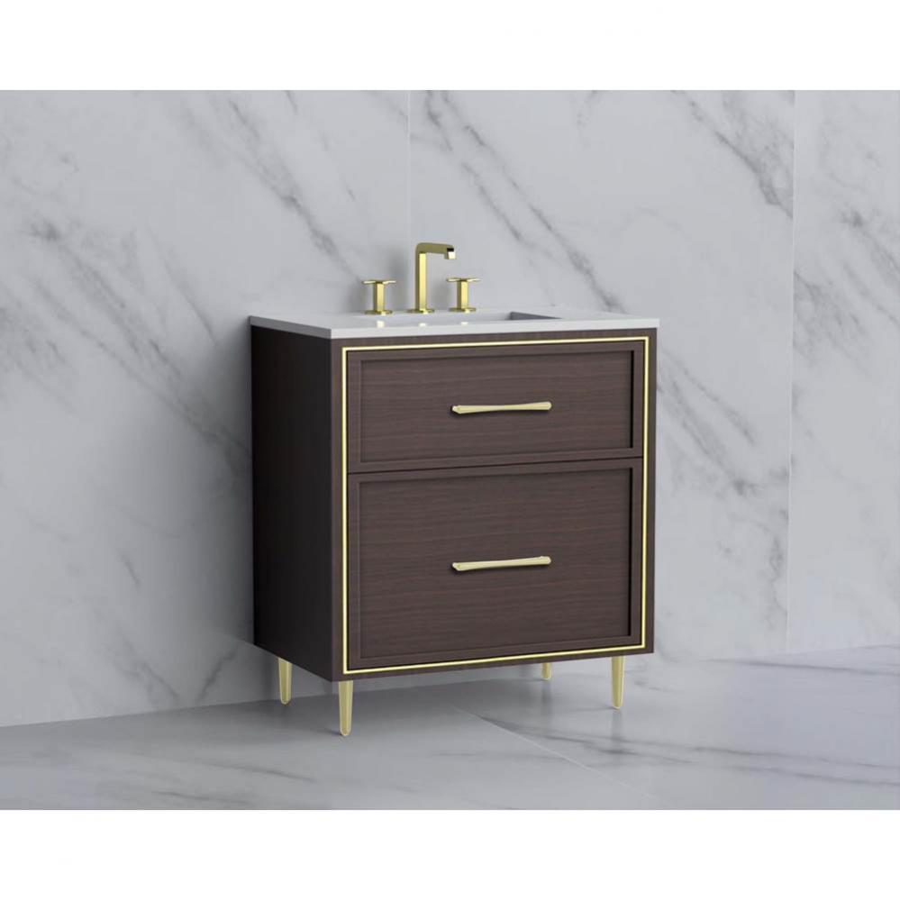 Madeli Profile 30'' Free standing Vanity Cabinet in Walnut/HW: Handle & Feet Polishe