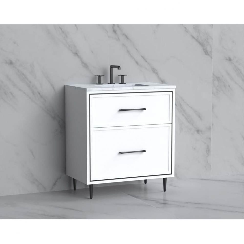 Madeli Profile 30'' Free standing Vanity Cabinet in White/HW: Handle & Feet Polished