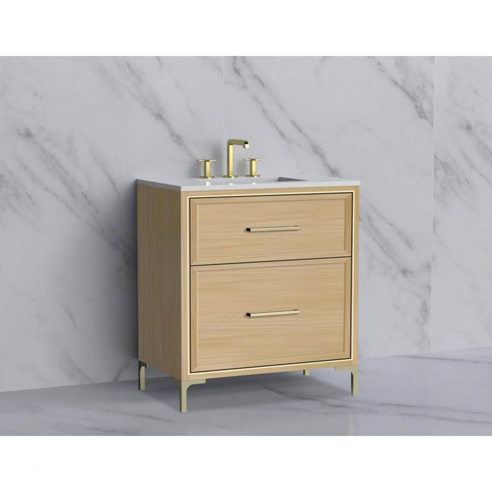 Madeli Profile 30'' Free standing Vanity Cabinet in Natural Oak/HW: Handle & Feet Po