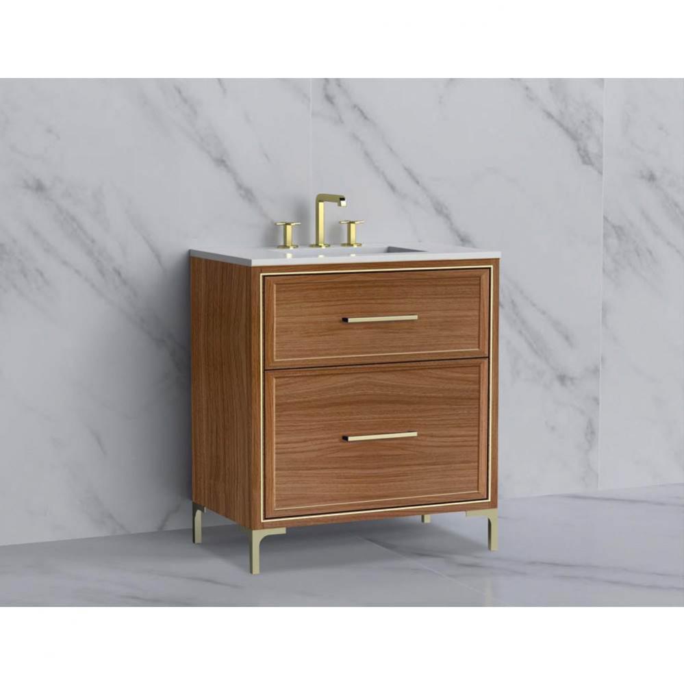 Madeli Profile 30'' Free standing Vanity Cabinet in Natural Walnut/HW: Handle & Feet