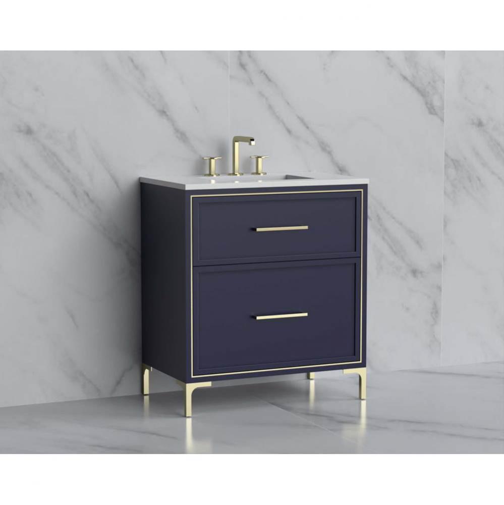 Madeli Profile 30'' Free standing Vanity Cabinet in Sapphire/HW: Handle & Feet Polis