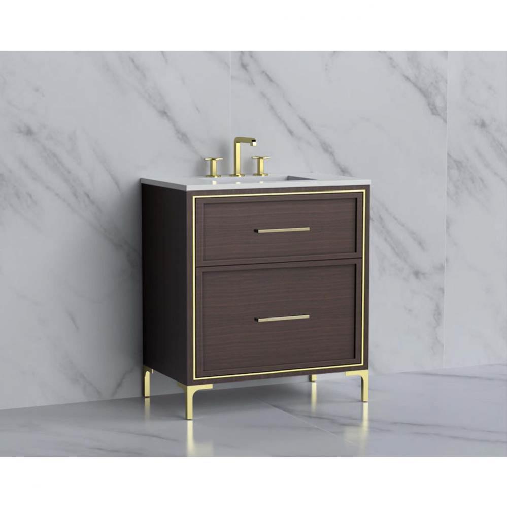 Madeli Profile 30'' Free standing Vanity Cabinet in Walnut/HW: Handle & Feet Polishe