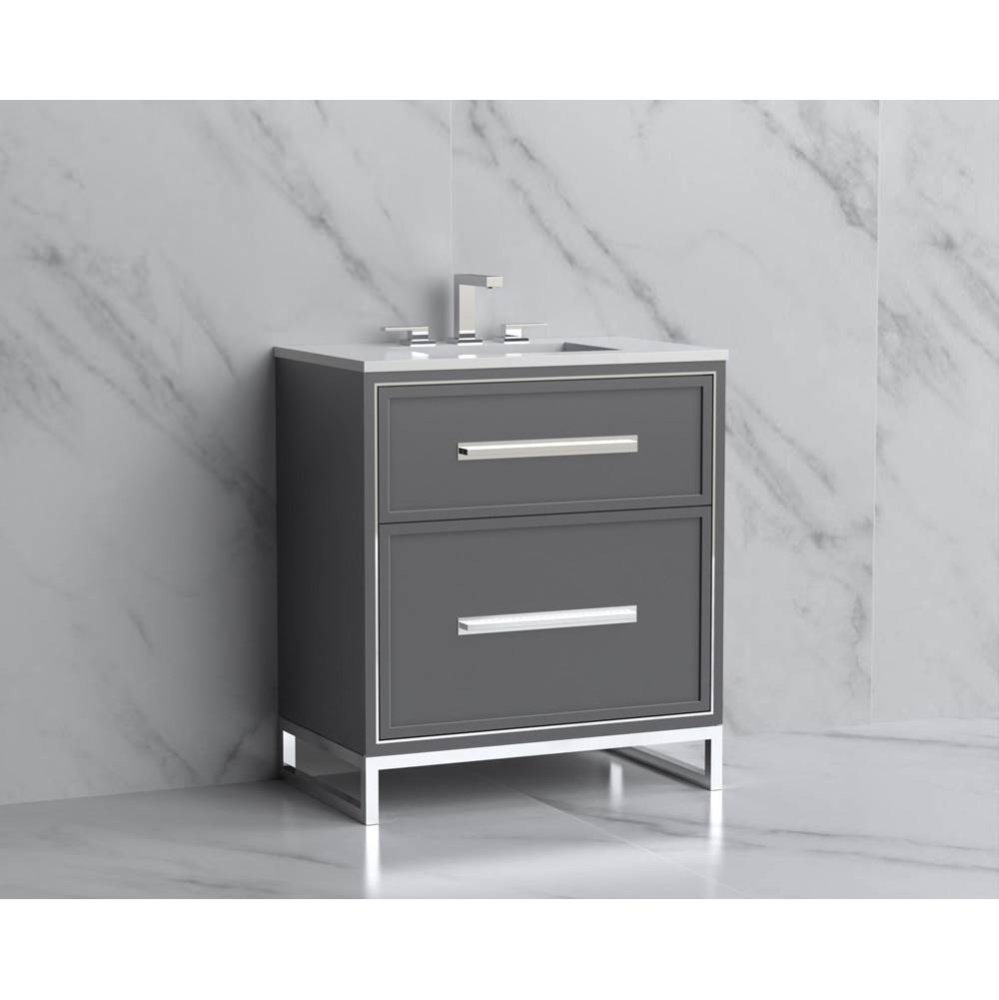 Profile 30'' Free standing Vanity Cabinet in Studio Grey/HW: Polished Chrome(PC)