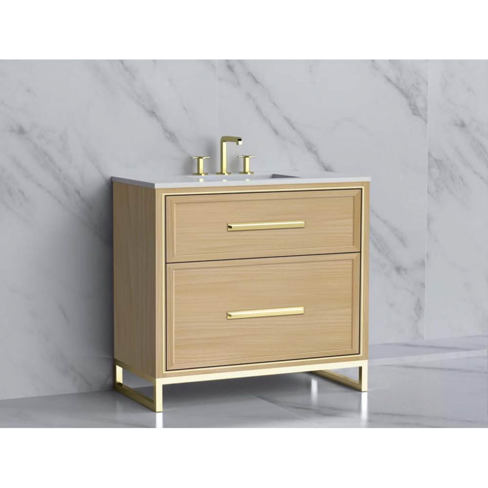 Madeli Profile 36'' Free standing Vanity Cabinet in Natural Oak/HW: Handle & Feet Po