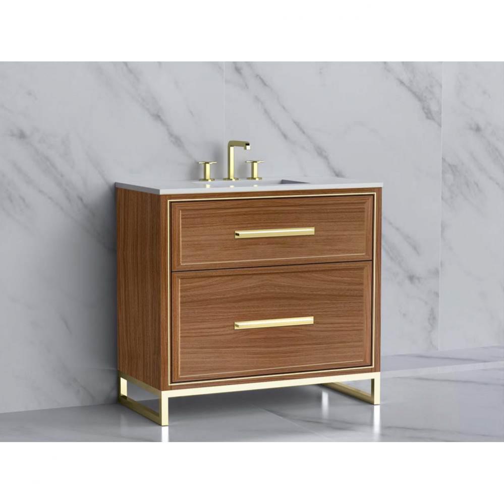 Madeli Profile 36'' Free standing Vanity Cabinet in Natural Walnut/HW: Handle & Feet