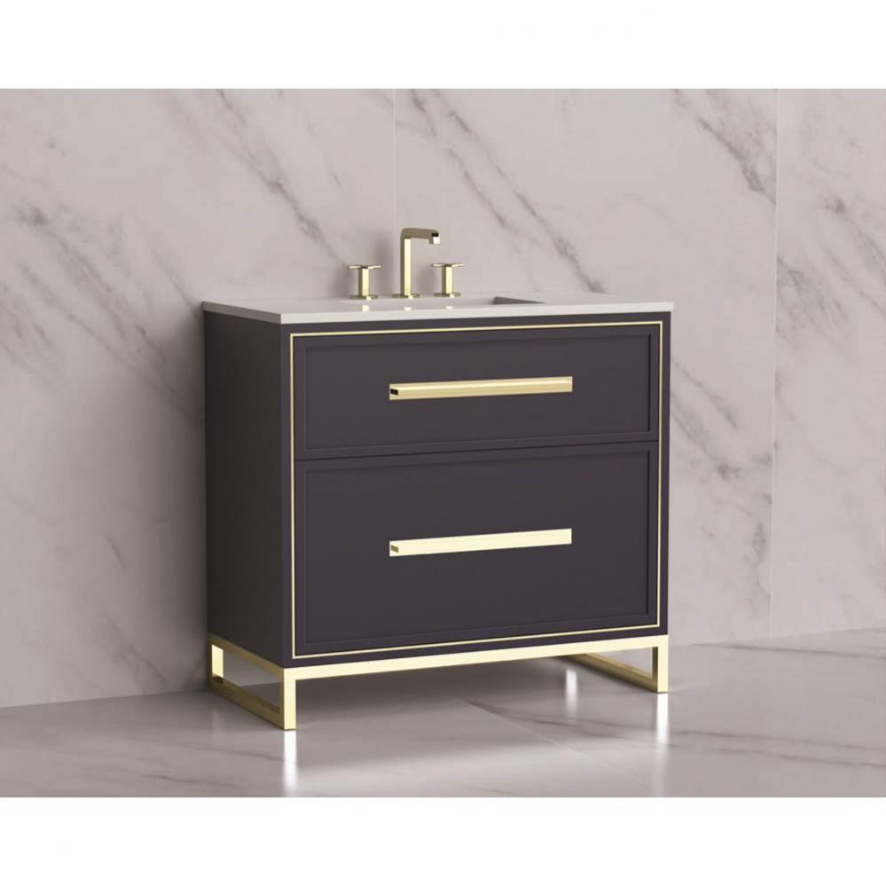 Madeli Profile 36'' Free standing Vanity Cabinet in Sapphire/HW: Handle & Feet Satin