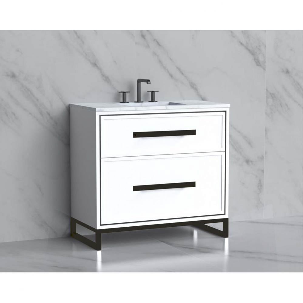 Madeli Profile 36'' Free standing Vanity Cabinet in White/HW: Handle & Feet Polished