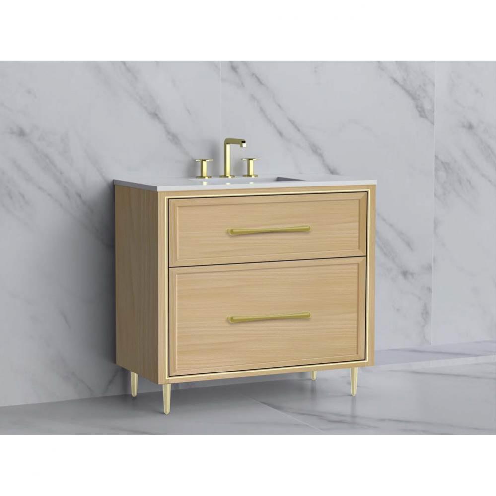Madeli Profile 36'' Free standing Vanity Cabinet in Natural Oak/HW: Handle & Feet Sa