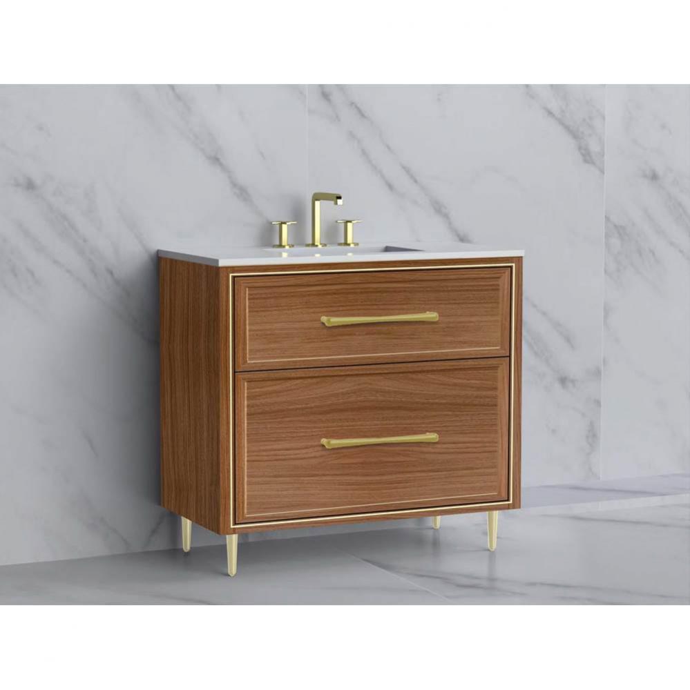 Madeli Profile 36'' Free standing Vanity Cabinet in Natural Walnut/HW: Handle & Feet
