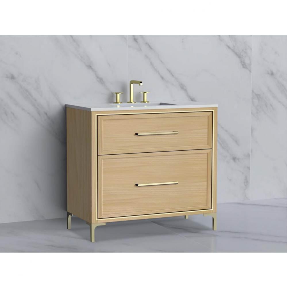 Madeli Profile 36'' Free standing Vanity Cabinet in Natural Oak/HW: Handle & Feet Po