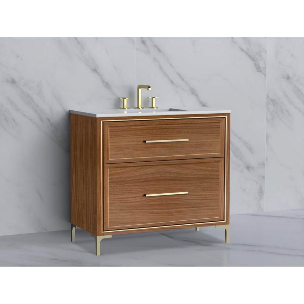Madeli Profile 36'' Free standing Vanity Cabinet in Natural Walnut/HW: Handle & Feet