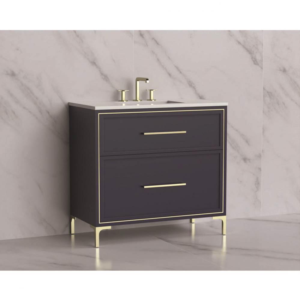Madeli Profile 36'' Free standing Vanity Cabinet in Sapphire/HW: Handle & Feet Brush