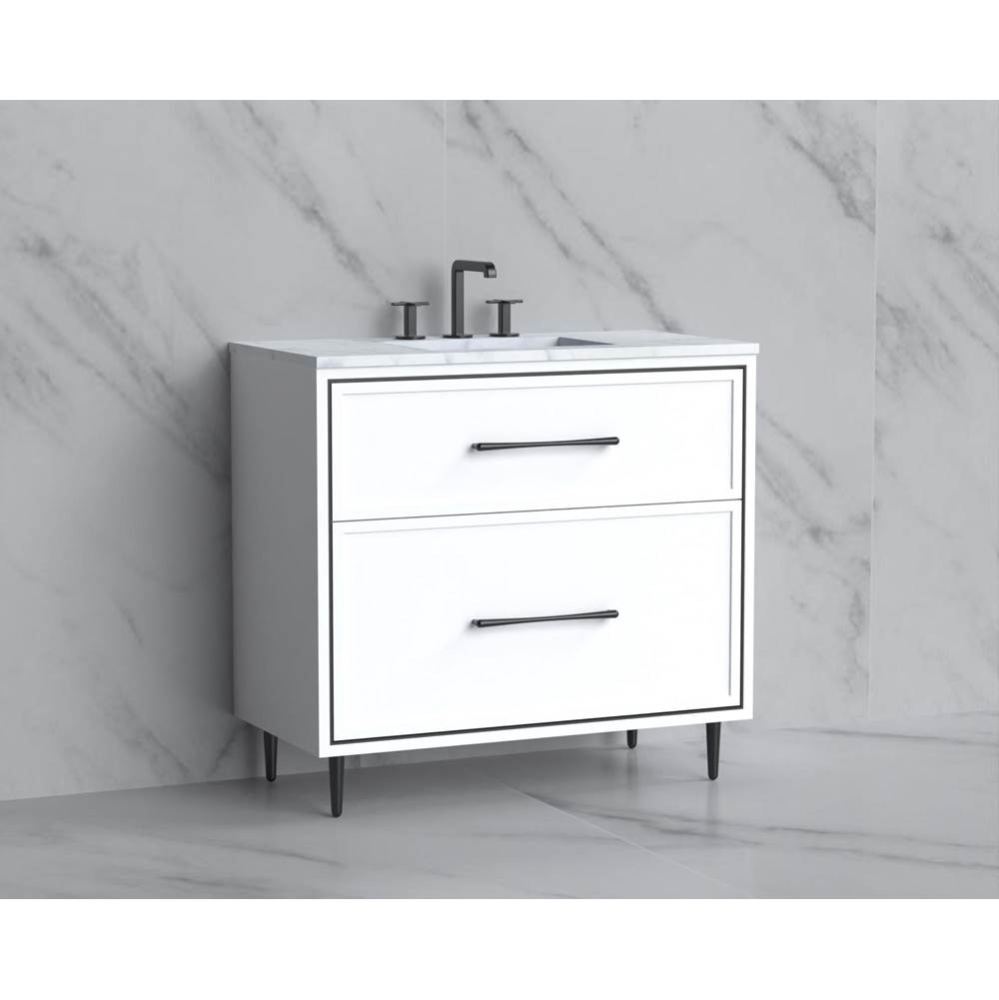 Profile 36'' Free standing Vanity Cabinet in White/HW: Polished Chrome(PC)