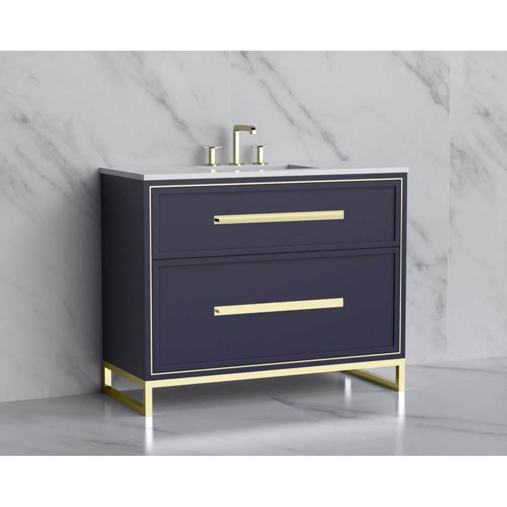 Madeli Profile 42'' Free standing Vanity Cabinet in Sapphire/HW: Handle & Feet Polis