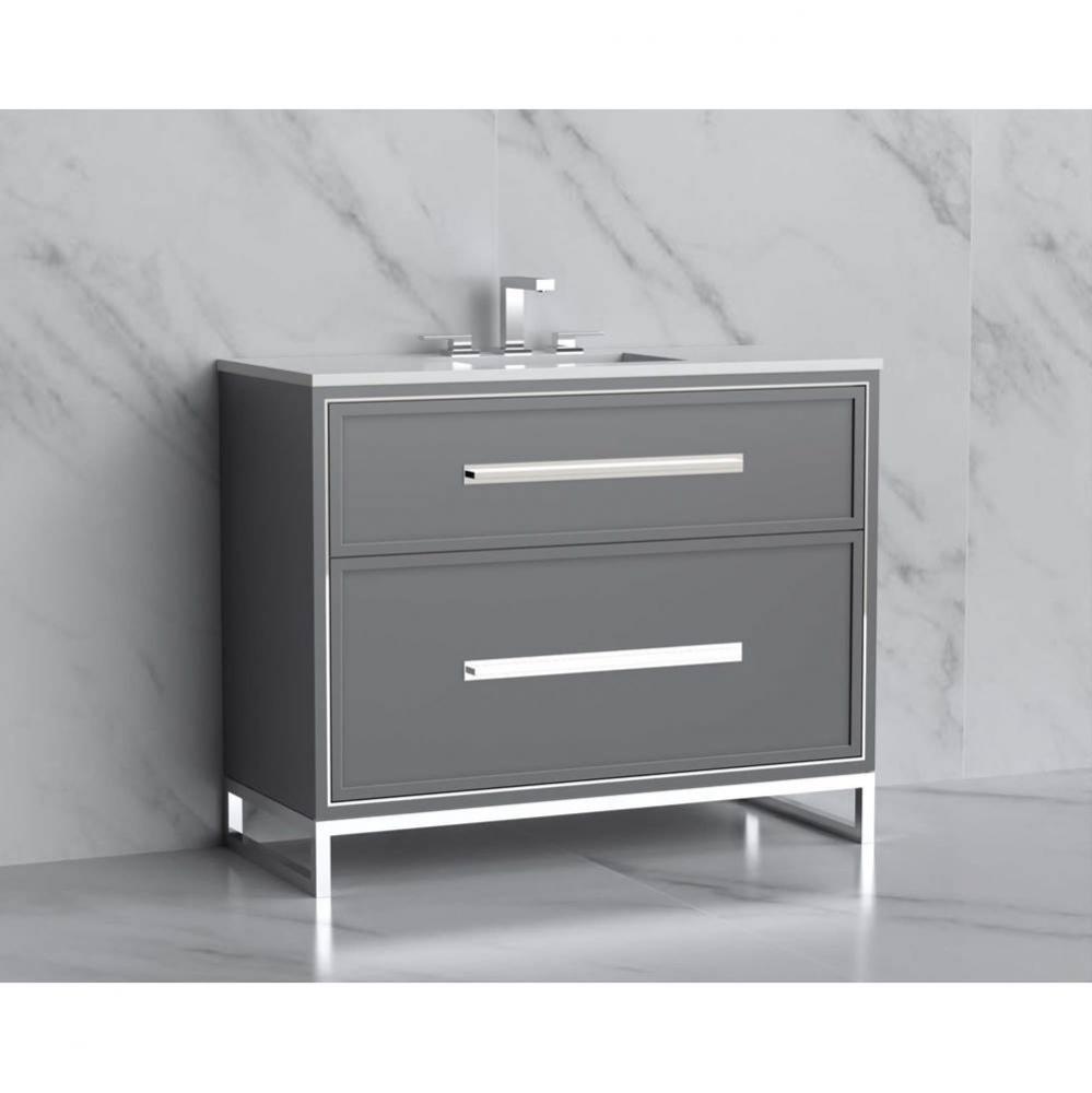 Madeli Profile 42'' Free standing Vanity Cabinet in Studio Grey/HW: Handle & Feet Po