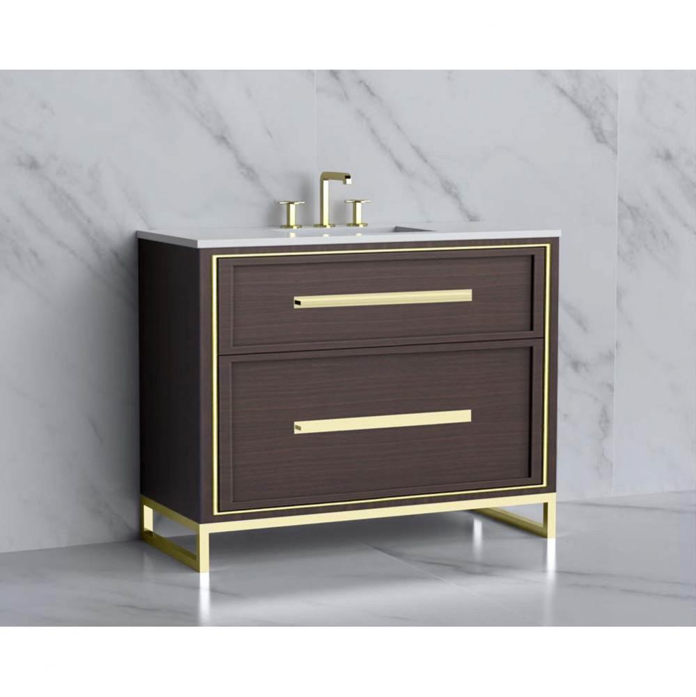 Madeli Profile 42'' Free standing Vanity Cabinet in Walnut/HW: Handle & Feet Polishe