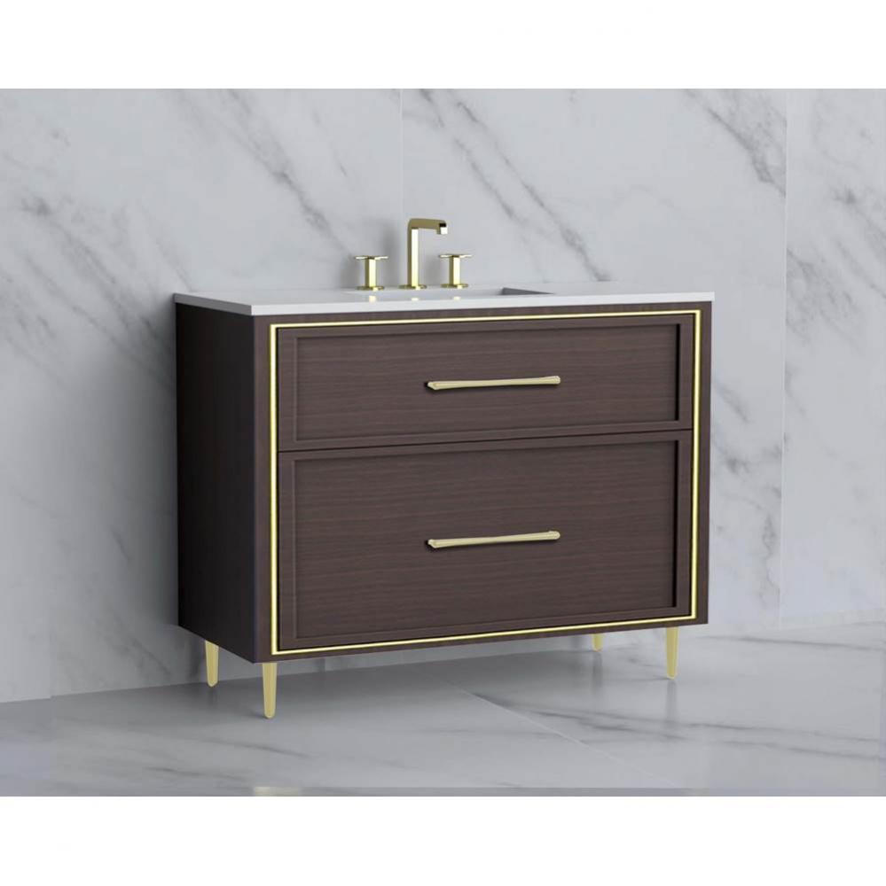 Madeli Profile 42'' Free standing Vanity Cabinet in Walnut/HW: Handle & Feet Satin B