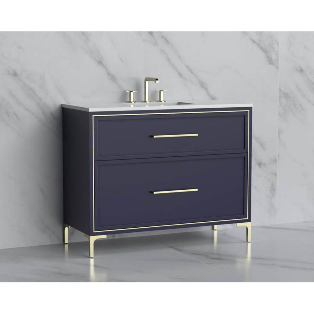 Madeli Profile 42'' Free standing Vanity Cabinet in Sapphire/HW: Handle & Feet Brush