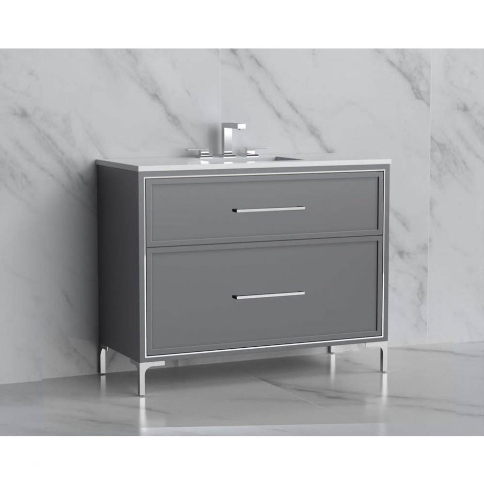 Madeli Profile 42'' Free standing Vanity Cabinet in Studio Grey/HW: Handles/Feet in Sati