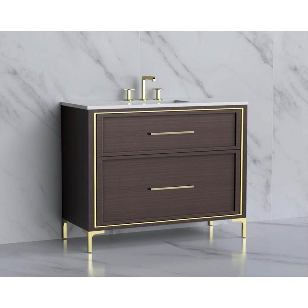 Madeli Profile 42'' Free standing Vanity Cabinet in Walnut/HW: Handle & Feet Brushed