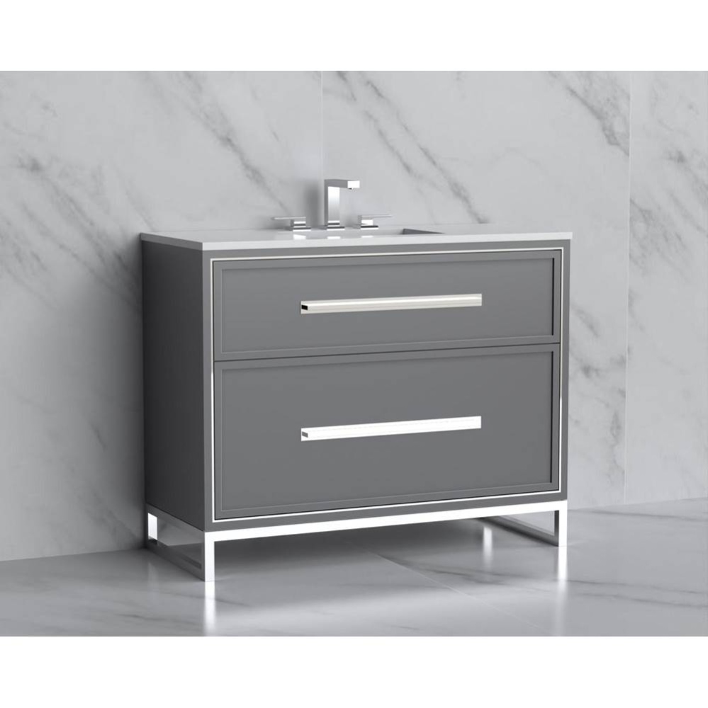 Profile 42'' Free standing Vanity Cabinet in Studio Grey/HW: Polished Chrome(PC)