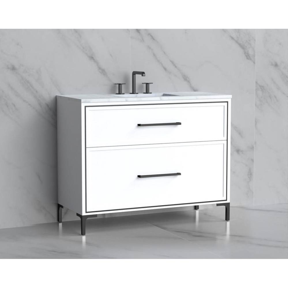 Profile 42'' Free standing Vanity Cabinet in White/HW: Polished Chrome(PC)