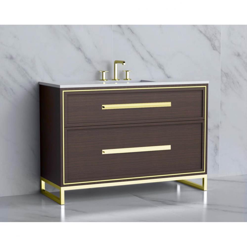 Madeli Profile 48C'' Free standing Vanity Cabinet in Walnut/HW: Handle & Feet Polish