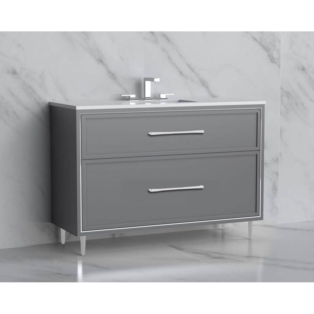 Madeli Profile 48C'' Free standing Vanity Cabinet in Studio Grey/HW: Handles/Feet Polish