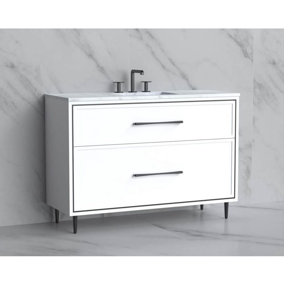 Madeli Profile 48C'' Free standing Vanity Cabinet in White/HW: Handle & Feet Brushed