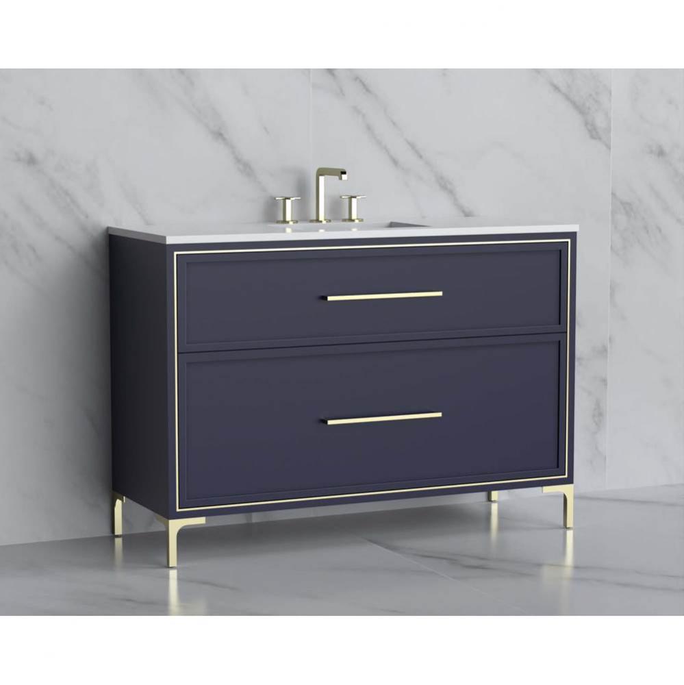 Madeli Profile 48C'' Free standing Vanity Cabinet in Sapphire/HW: Handle & Feet Poli