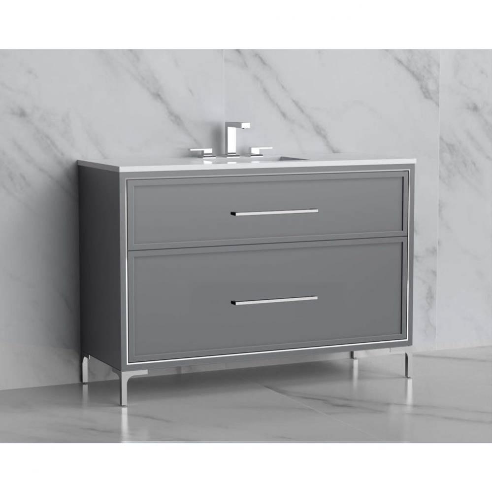 Madeli Profile 48C'' Free standing Vanity Cabinet in Studio Grey/HW: Handles/Feet in Pol