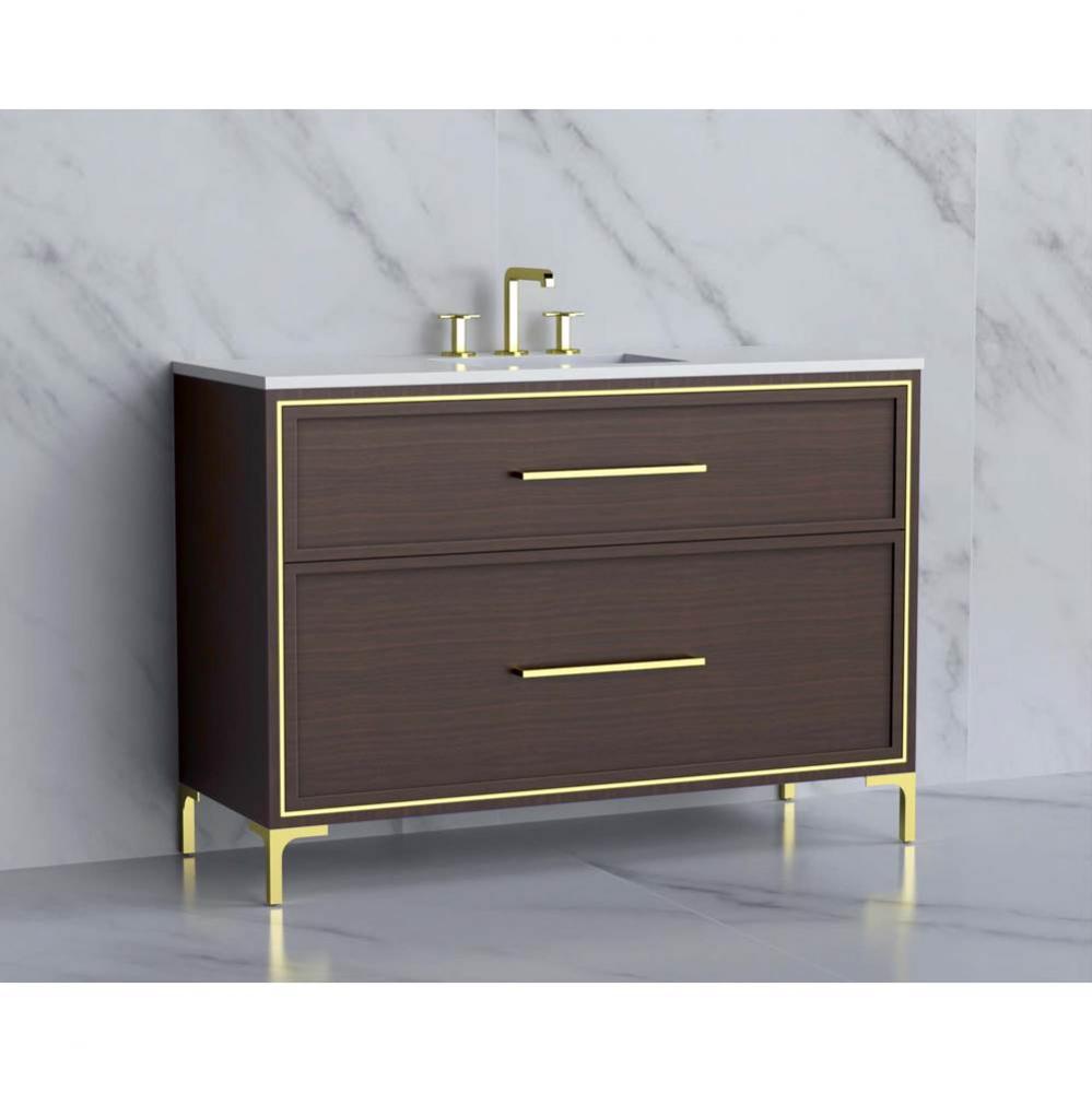 Madeli Profile 48C'' Free standing Vanity Cabinet in Walnut/HW: Handle & Feet Polish
