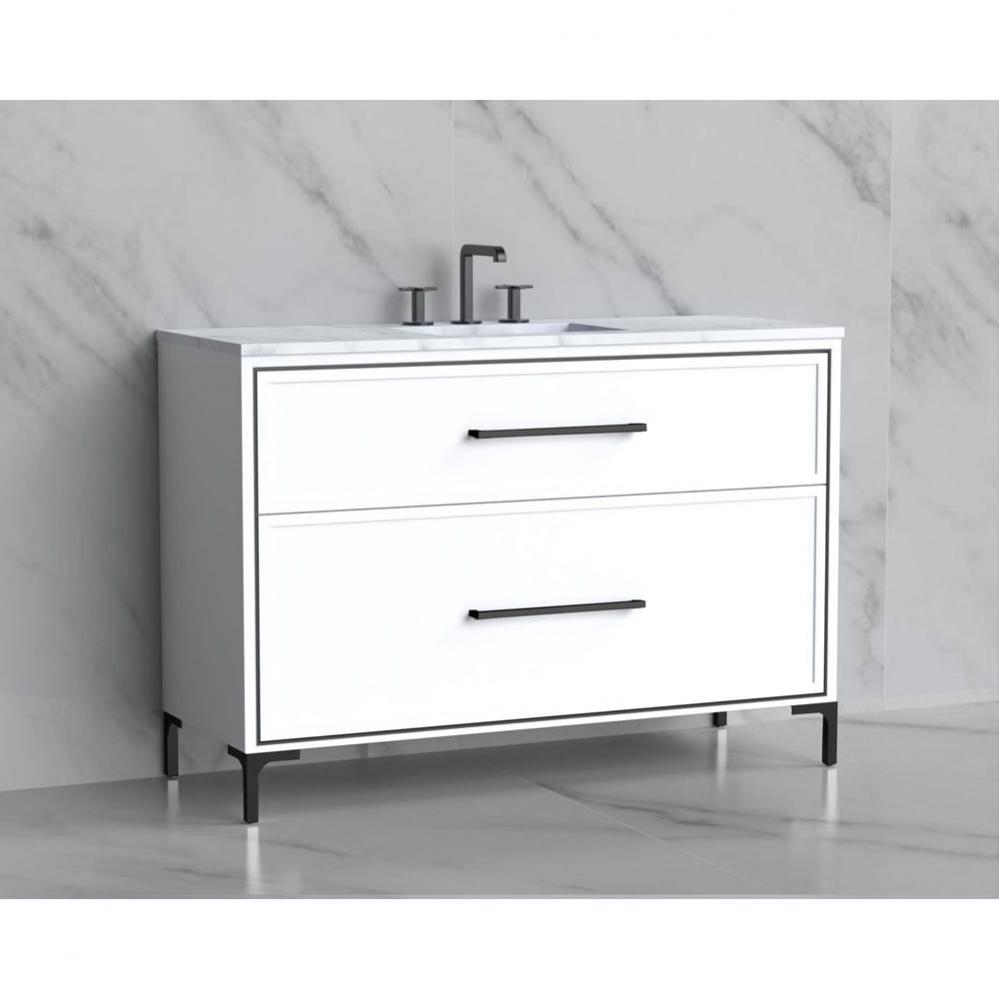 Madeli Profile 48C'' Free standing Vanity Cabinet in White/HW: Handle & Feet Polishe