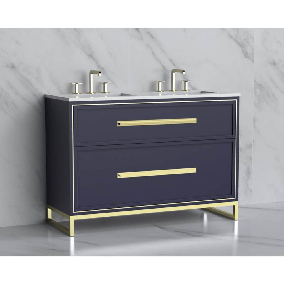 Madeli Profile 48D'' Free standing Vanity Cabinet in Sapphire/HW: Handle & Feet Poli