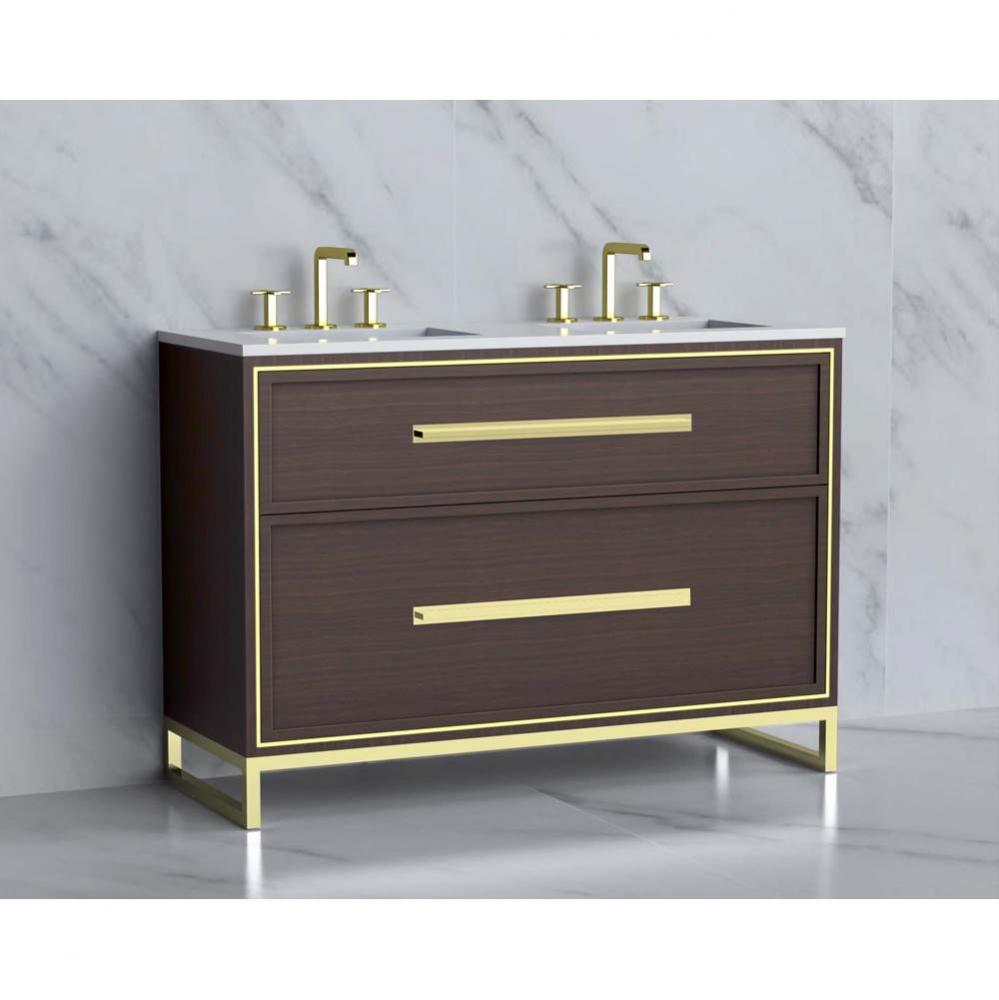 Madeli Profile 48D'' Free standing Vanity Cabinet in Walnut/HW: Handle & Feet Polish